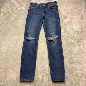 Old Navy Women’s Dark Wash Blue Skinny Distressed Jeans